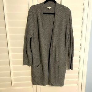 J. Jill Gray Knit Cardigan Sweater Open Front